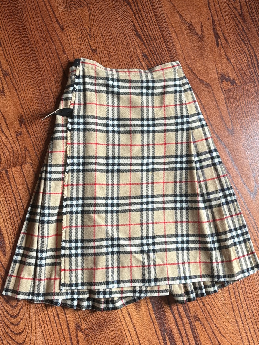 Authentic Vintage Burberry Wool Wrap Kilt Skirt.